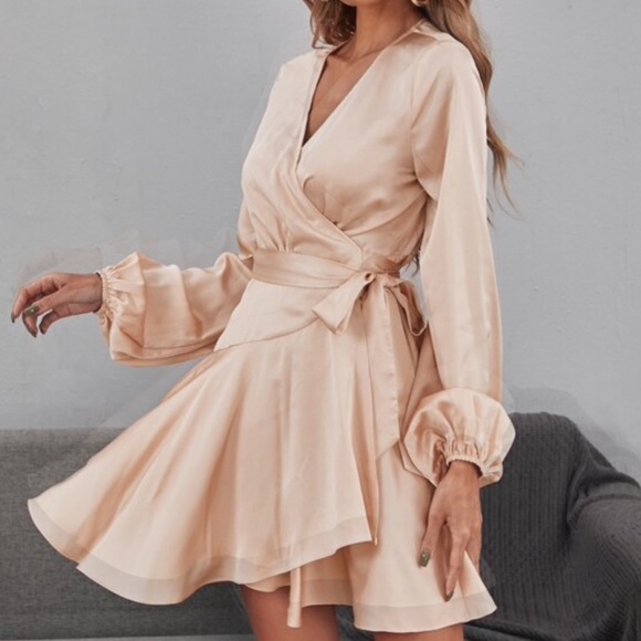 Boho lantern sleeve ruffle hem tie side mini dress - Picture 4 of 4